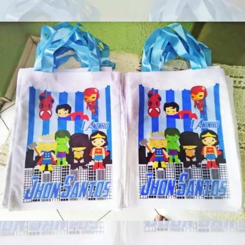 Bolsinha Ecobag Sacolinha Personalizada Heróis
