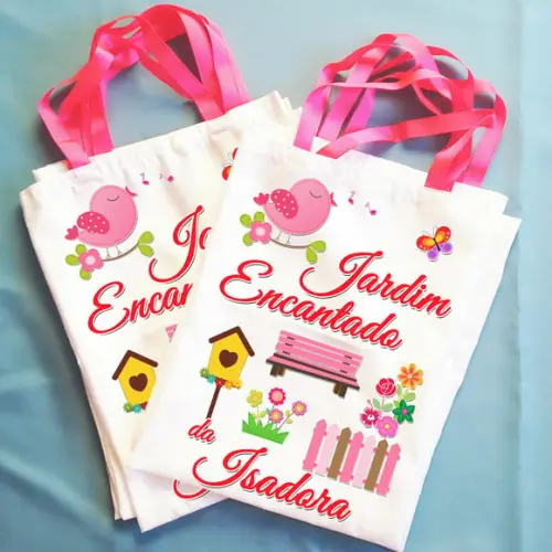 Bolsinha Ecobag Sacolinha Personalizada Jardim Encantado