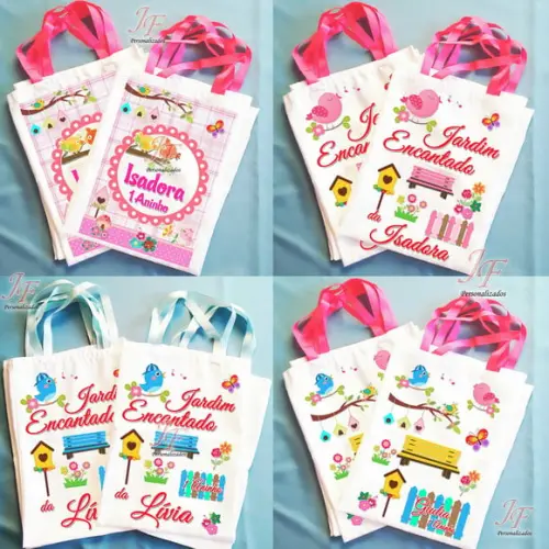 Bolsinha Ecobag Sacolinha Personalizada Jardim Encantado