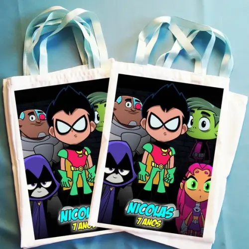 Bolsinha Ecobag Sacolinha Personalizada Jovens Titans