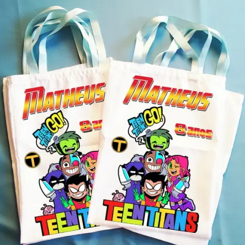 Bolsinha Ecobag Sacolinha Personalizada Jovens Titans