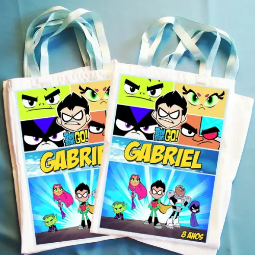 Bolsinha Ecobag Sacolinha Personalizada Jovens Titans