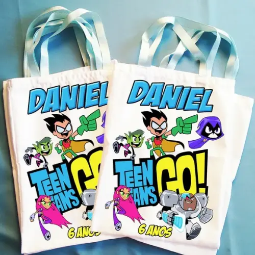 Bolsinha Ecobag Sacolinha Personalizada Jovens Titans