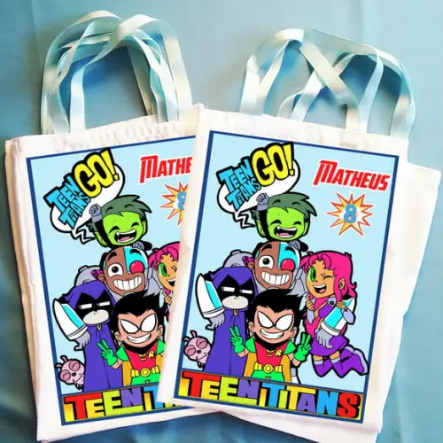 Bolsinha Ecobag Sacolinha Personalizada Jovens Titans