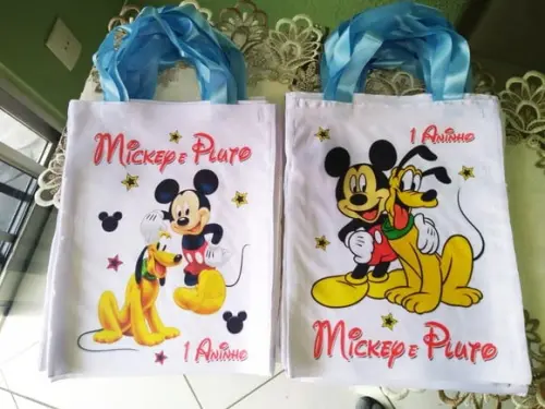 Bolsinha Ecobag Sacolinha Personalizada Mickey e Amigos