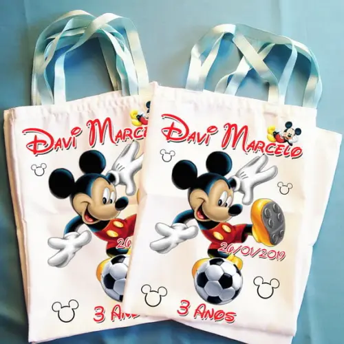 Bolsinha Ecobag Sacolinha Personalizada Mickey Mouse