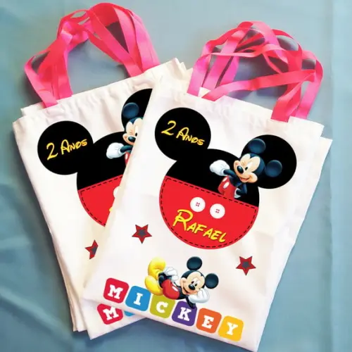 Bolsinha Ecobag Sacolinha Personalizada Mickey Mouse