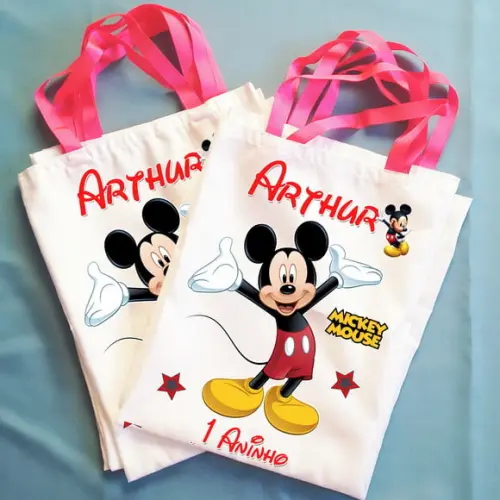 Bolsinha Ecobag Sacolinha Personalizada Mickey Mouse