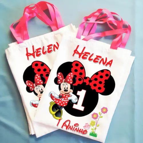 Bolsinha Ecobag Sacolinha Personalizada Minnie