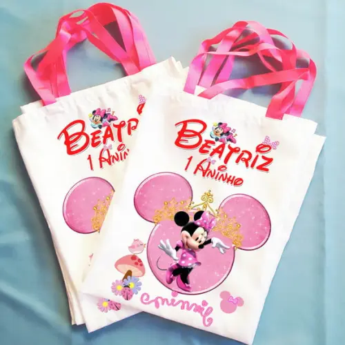 Bolsinha Ecobag Sacolinha Personalizada Minnie