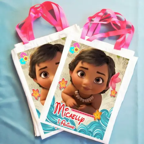 Bolsinha Ecobag Sacolinha Personalizada Moana