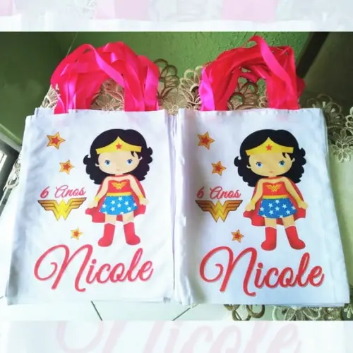 Bolsinha Ecobag Sacolinha Personalizada Mulher Maravilha