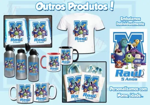 Bolsinha Ecobag Sacolinha Personalizada Monstros SA