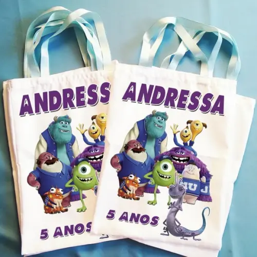 Bolsinha Ecobag Sacolinha Personalizada Monstros SA
