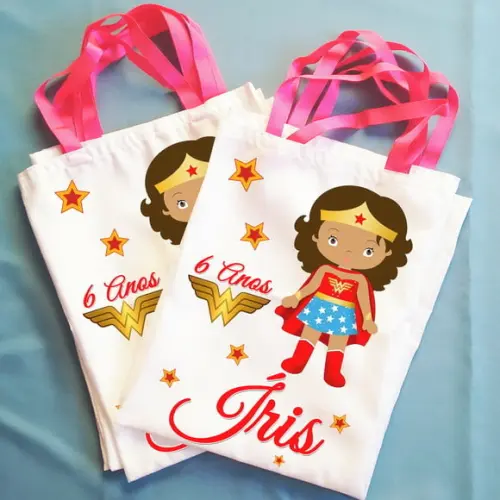 Bolsinha Ecobag Sacolinha Personalizada Mulher Maravilha