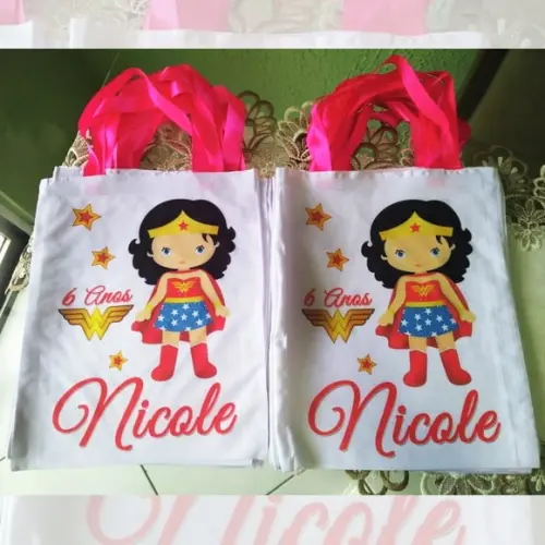 Bolsinha Ecobag Sacolinha Personalizada Mulher Maravilha