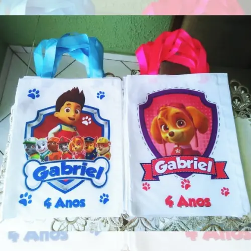 Bolsinha Ecobag Sacolinha Personalizada Patrulha Canina