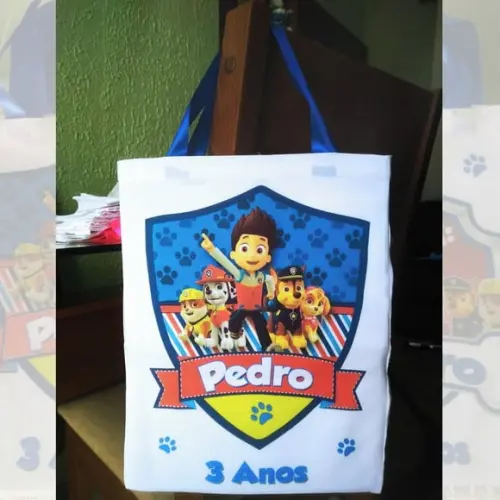 Bolsinha Ecobag Sacolinha Personalizada Patrulha Canina