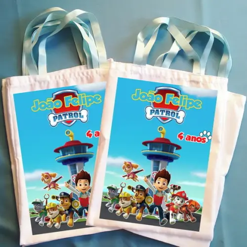Bolsinha Ecobag Sacolinha Personalizada Patrulha Canina