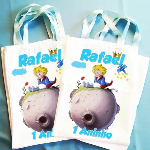 Bolsinha Ecobag Sacolinha Personalizada Pequeno Príncipe