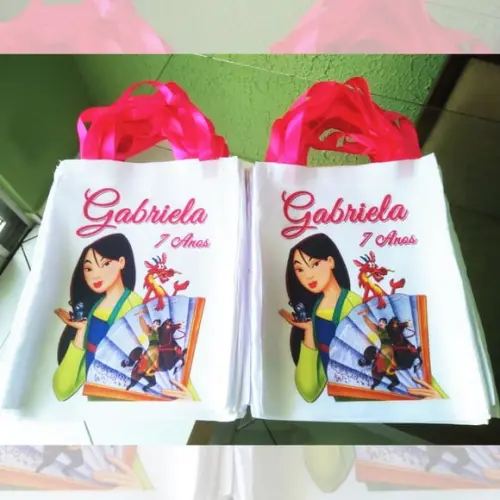 Bolsinha Ecobag Sacolinha Personalizada Princesa Mulan