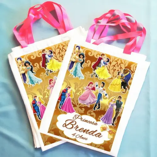 Bolsinha Ecobag Sacolinha Personalizada Princesas