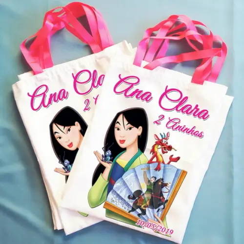 Bolsinha Ecobag Sacolinha Personalizada Princesa Mulan
