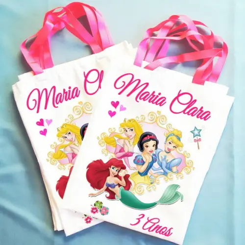 Bolsinha Ecobag Sacolinha Personalizada Princesas