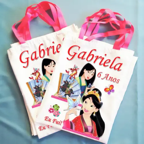 Bolsinha Ecobag Sacolinha Personalizada Princesa Mulan
