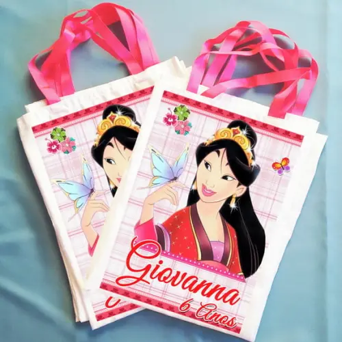 Bolsinha Ecobag Sacolinha Personalizada Princesa Mulan
