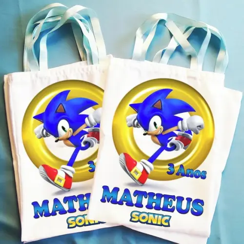 Bolsinha Ecobag Sacolinha Personalizada Sonic