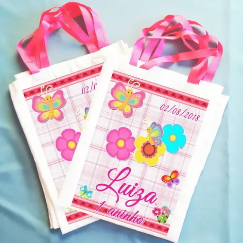 Bolsinha Ecobag Sacolinha Personalizada Tema Flores