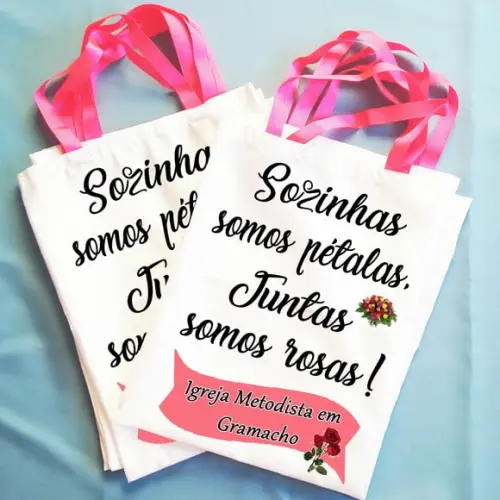 Bolsinha Ecobag Sacolinha Personalizada Tema Flores