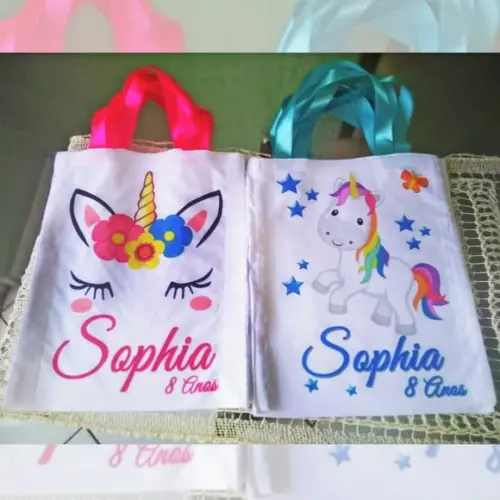 Bolsinha Ecobag Sacolinha Personalizada Unicórnio