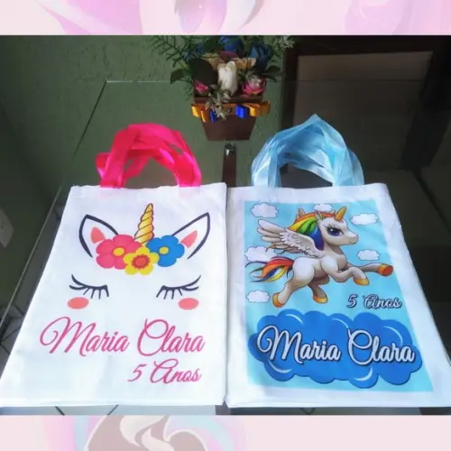 Bolsinha Ecobag Sacolinha Personalizada Unicórnio