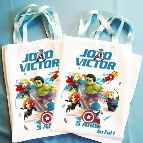 Bolsinha Ecobag Sacolinha Personalizada Vingadores