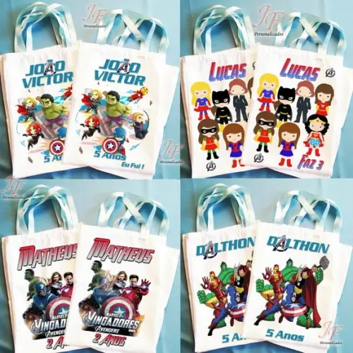 Bolsinha Ecobag Sacolinha Personalizada Vingadores