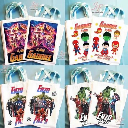 Bolsinha Ecobag Sacolinha Personalizada Vingadores