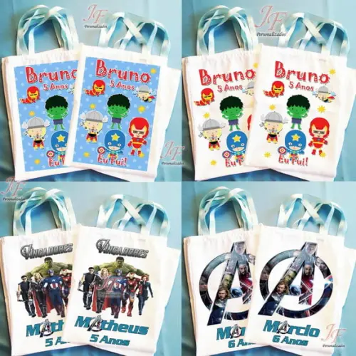 Bolsinha Ecobag Sacolinha Personalizada Vingadores