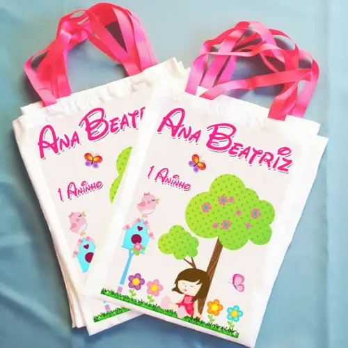 Bolsinha Ecobag Saquinho Personalizado Jardim Encantado