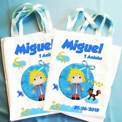 Bolsinha Ecobag Sacolinhas Personalizadas Pequeno Príncipe