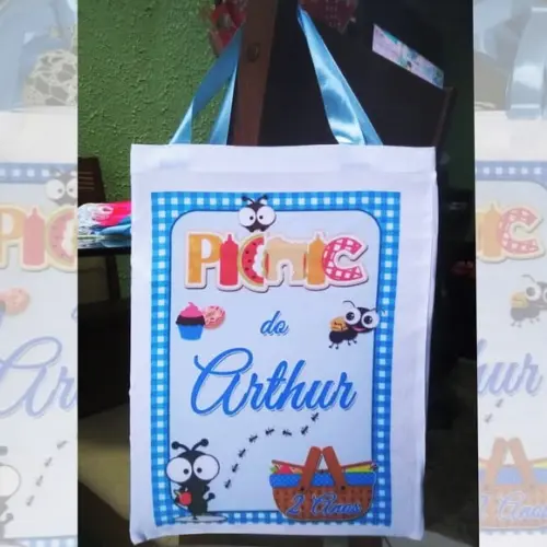 Bolsinha Ecobag Sacolinhas Personalizada Picnic Piquenique