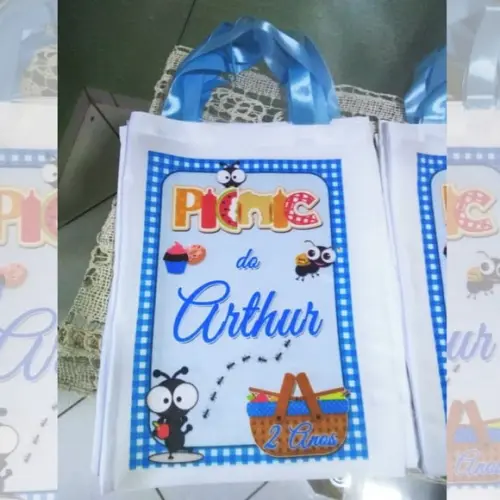 Bolsinha Ecobag Sacolinhas Personalizada Picnic Piquenique