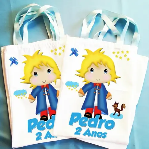 Bolsinha Ecobag Sacolinhas Personalizadas Pequeno Príncipe
