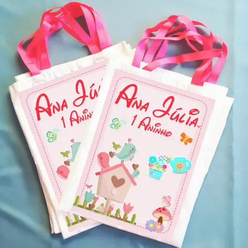 Bolsinha Ecobag Saquinho Personalizado Jardim Encantado