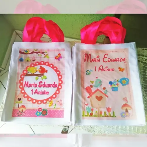 Bolsinha Ecobag Saquinho Personalizado Jardim Encantado