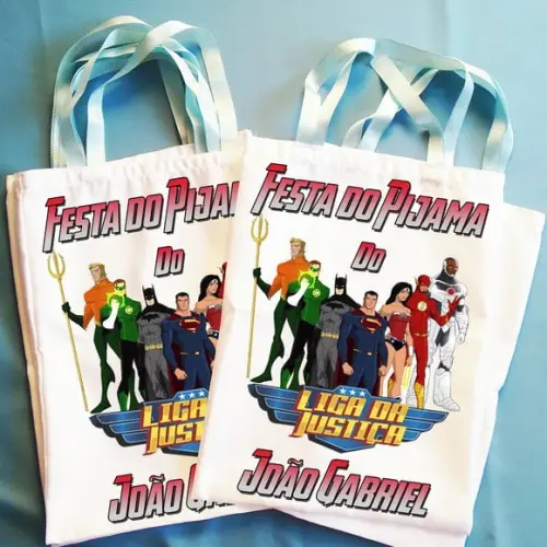 Bolsinha Personalizada Festa do Pijama Liga da Justiça