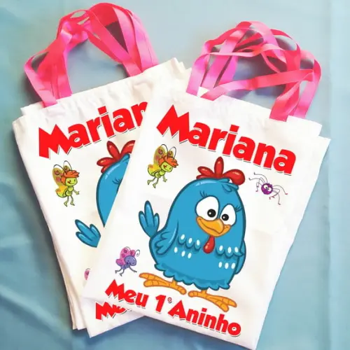 Bolsinha Sacolinha Ecobag Personalizada Galinha Pintadinha