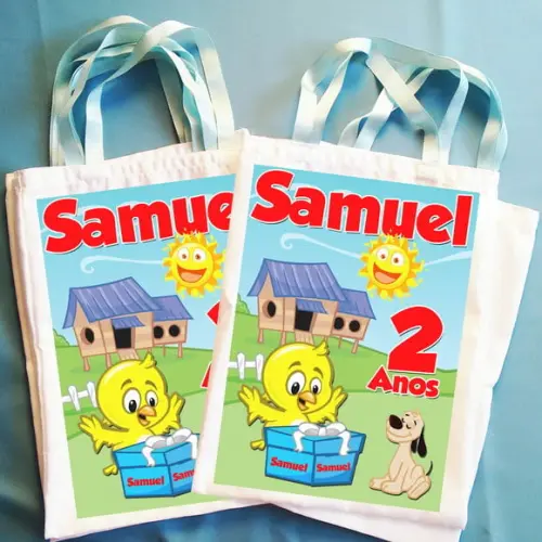 Bolsinha Sacolinha Ecobag Personalizada Galinha Pintadinha
