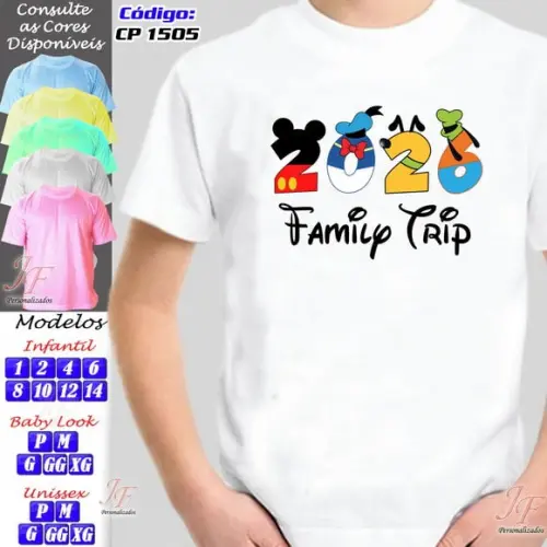 Camisa Viagem Família Disney | 03 Unidades | Trip Vacation